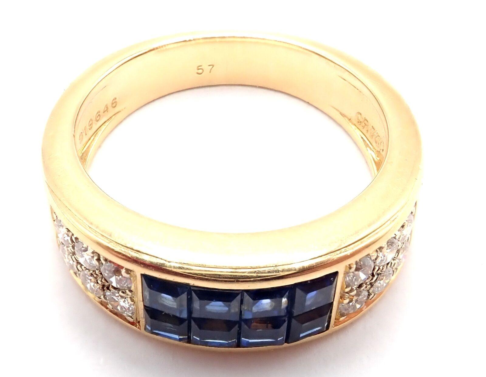Women's or Men's Cartier Diabolo Invisible Mystery Set Sapphire Diamond Yellow Gold Band Ring