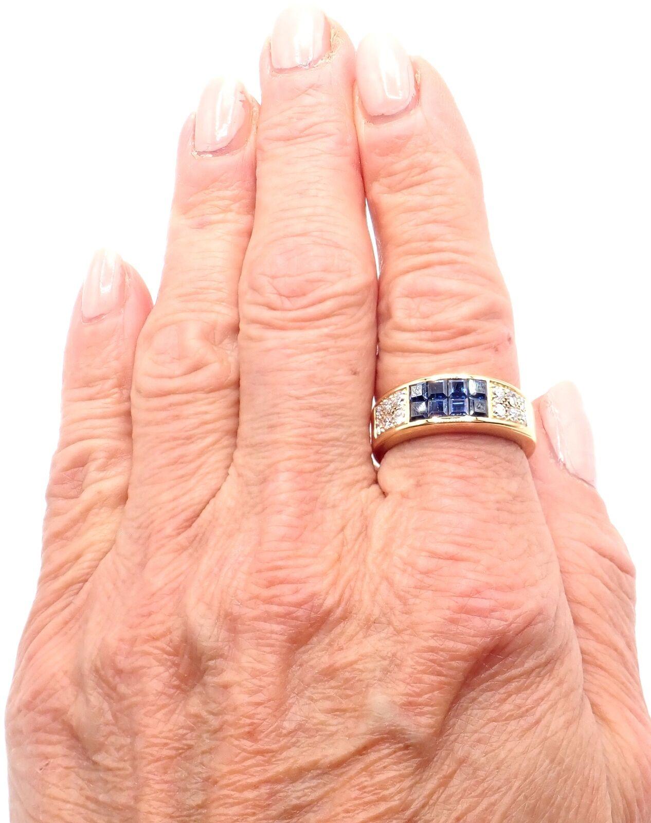 Cartier Diabolo Invisible Mystery Set Sapphire Diamond Yellow Gold Band Ring 2