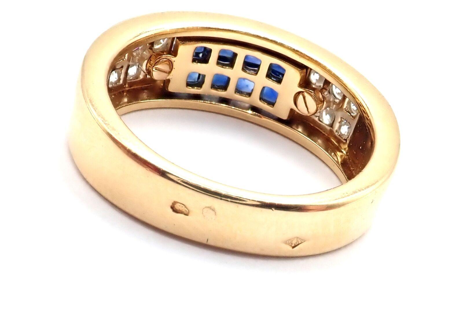 Cartier Diabolo Invisible Mystery Set Sapphire Diamond Yellow Gold Band Ring 3