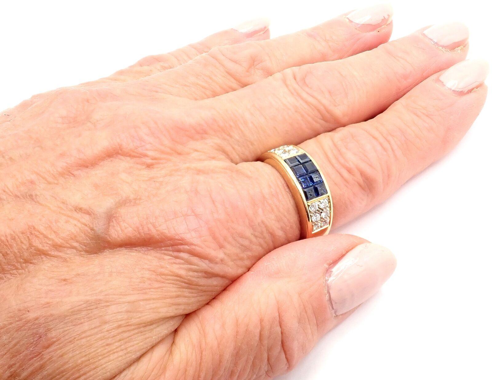Cartier Diabolo Invisible Mystery Set Sapphire Diamond Yellow Gold Band Ring 4