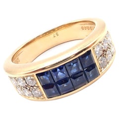 Cartier Diabolo Invisible Mystery Set Sapphire Diamond Yellow Gold Band Ring