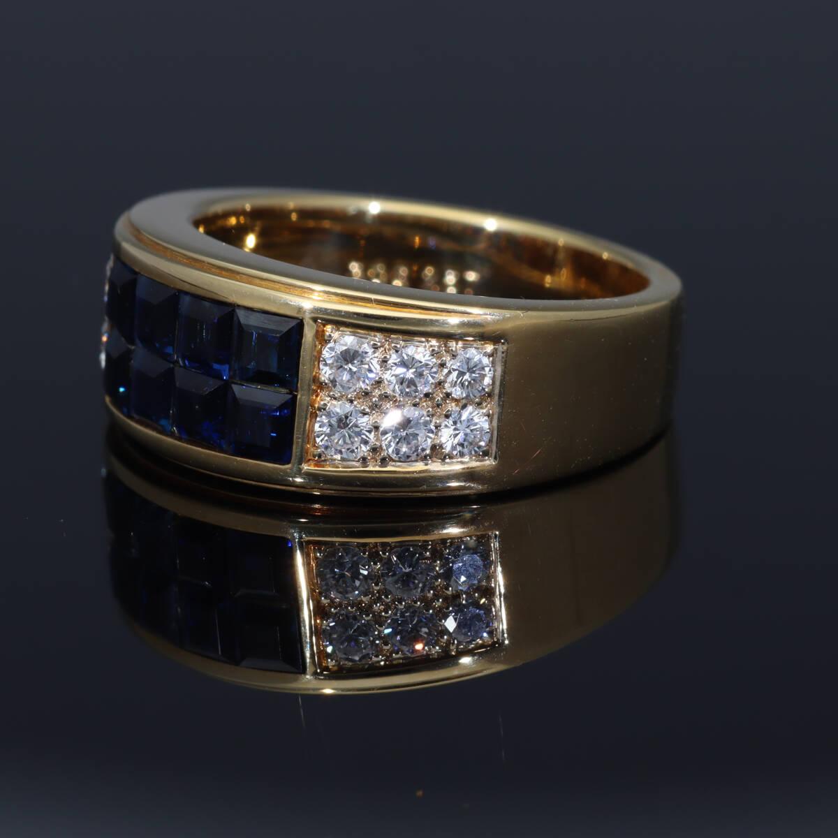 Cartier Diabolo Invisible Set Blue Sapphire Diamond 18K Yellow Gold Ring US 6.5 For Sale 3