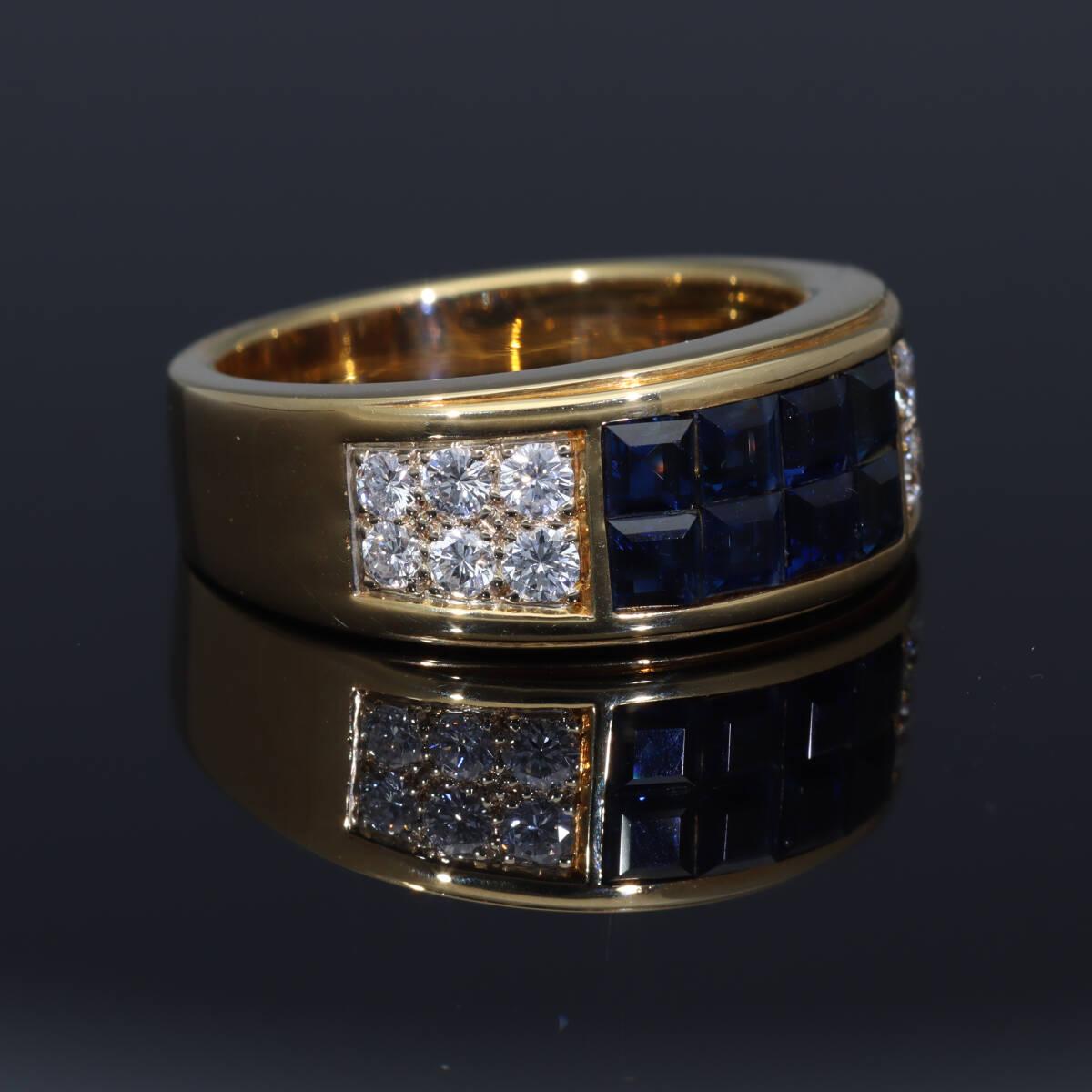 Cartier Diabolo Invisible Set Blue Sapphire Diamond 18K Yellow Gold Ring US 6.5 For Sale 4
