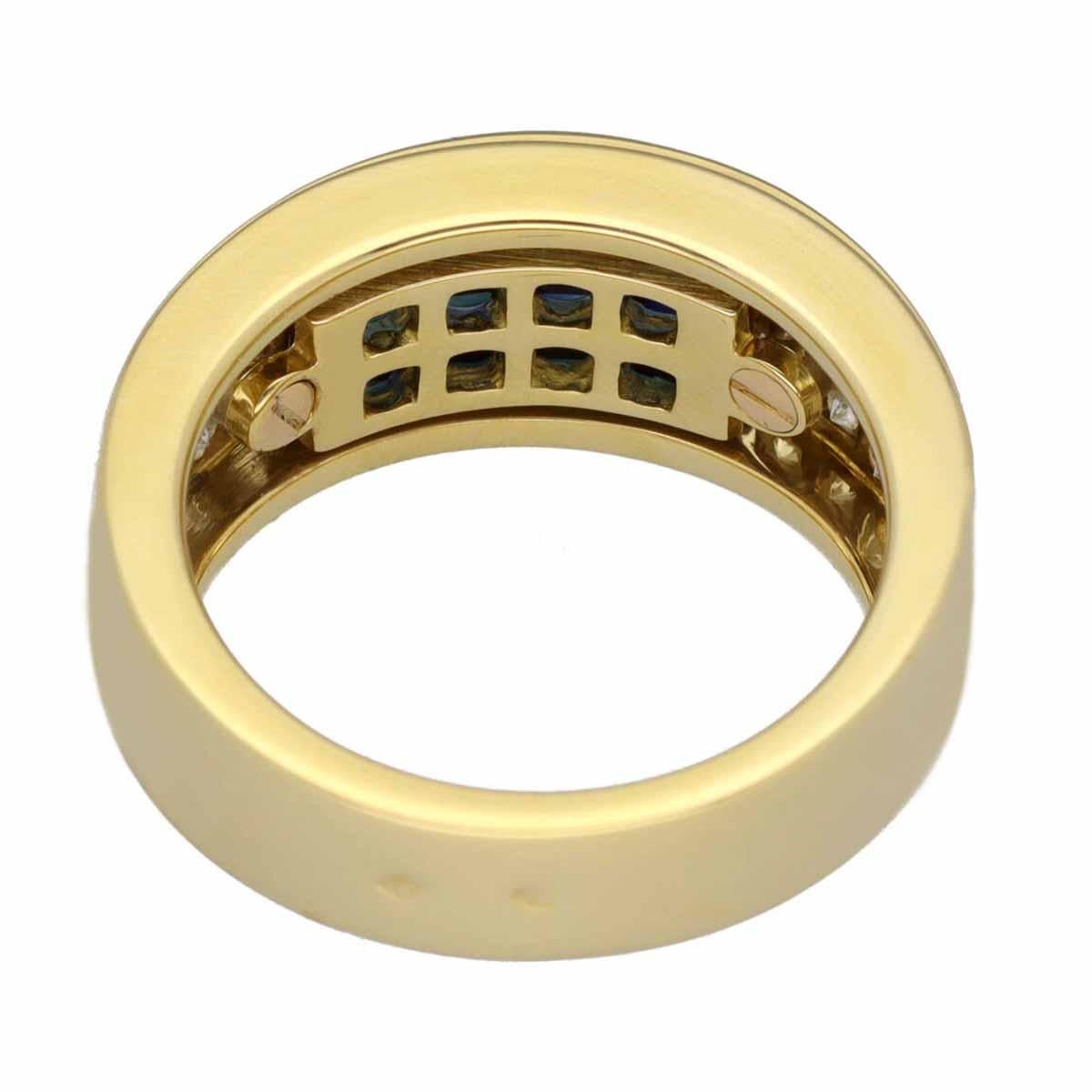 Cartier Diabolo 18 Karat Gelbgold Ring mit unsichtbar gefasstem blauem Saphir und Diamant 5 (Carréeschliff) im Angebot