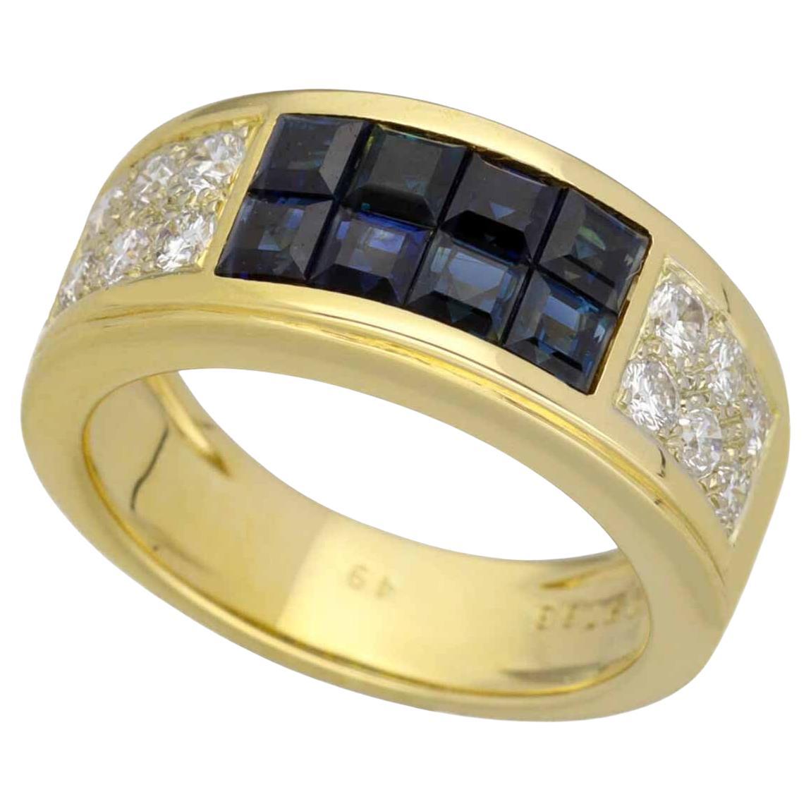 Cartier Diabolo 18 Karat Gelbgold Ring mit unsichtbar gefasstem blauem Saphir und Diamant 5 im Angebot