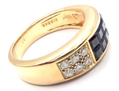 Cartier Diabolo Invisible Set Sapphire Diamond Yellow Gold Band Ring