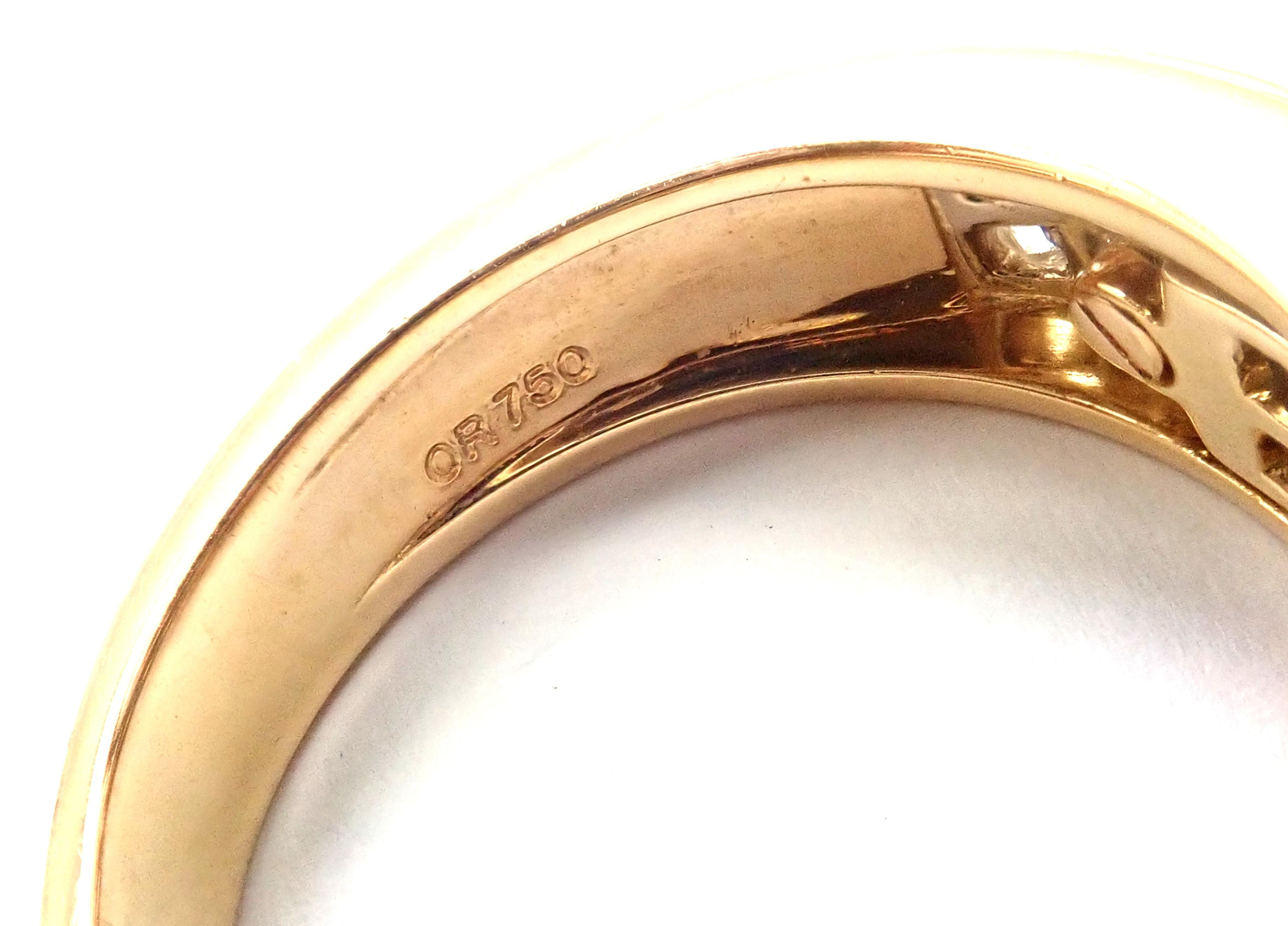 Cartier Diabolo Invisible Set Sapphire Diamond Yellow Gold Band Ring In Excellent Condition In Holland, PA