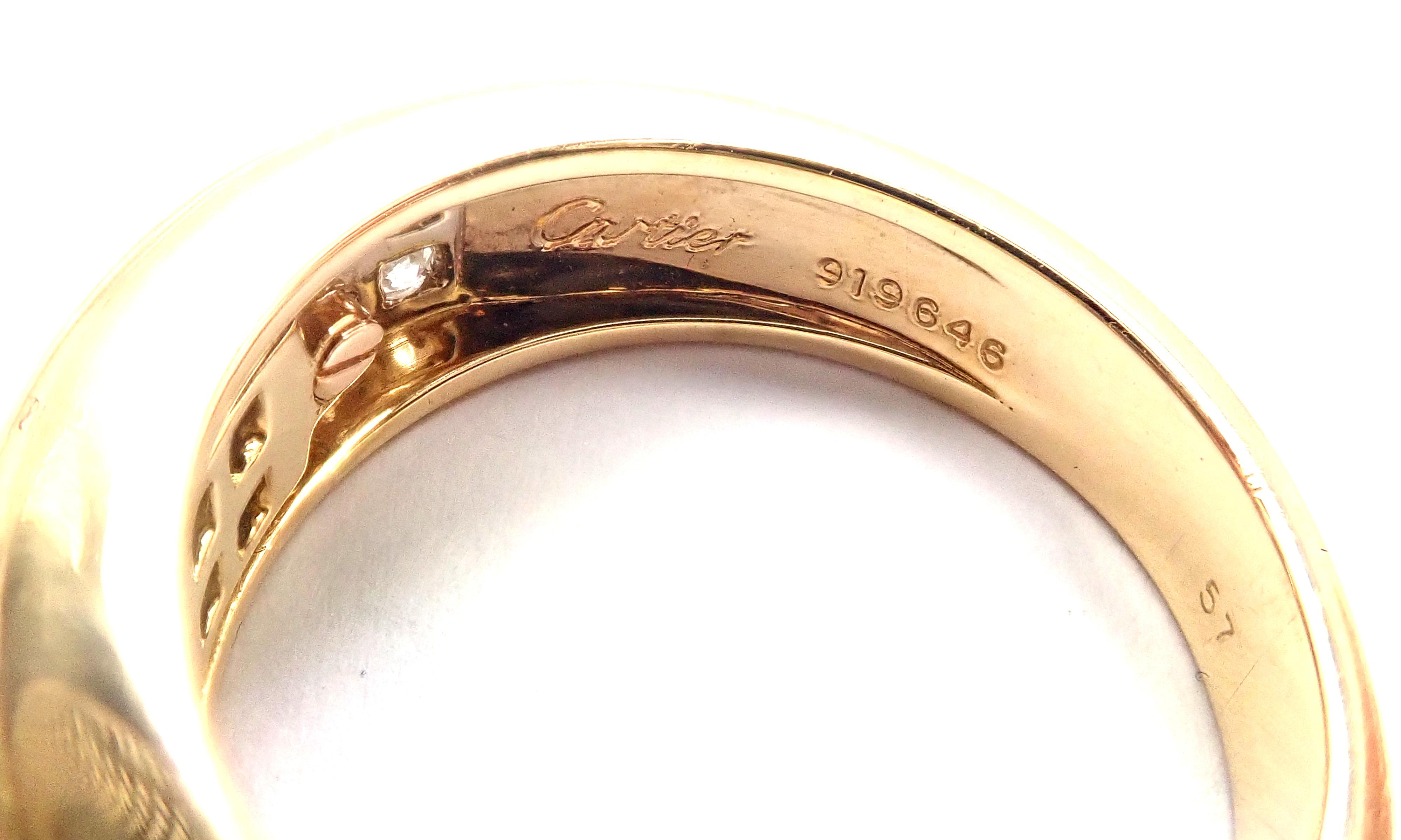 Women's or Men's Cartier Diabolo Invisible Set Sapphire Diamond Yellow Gold Band Ring