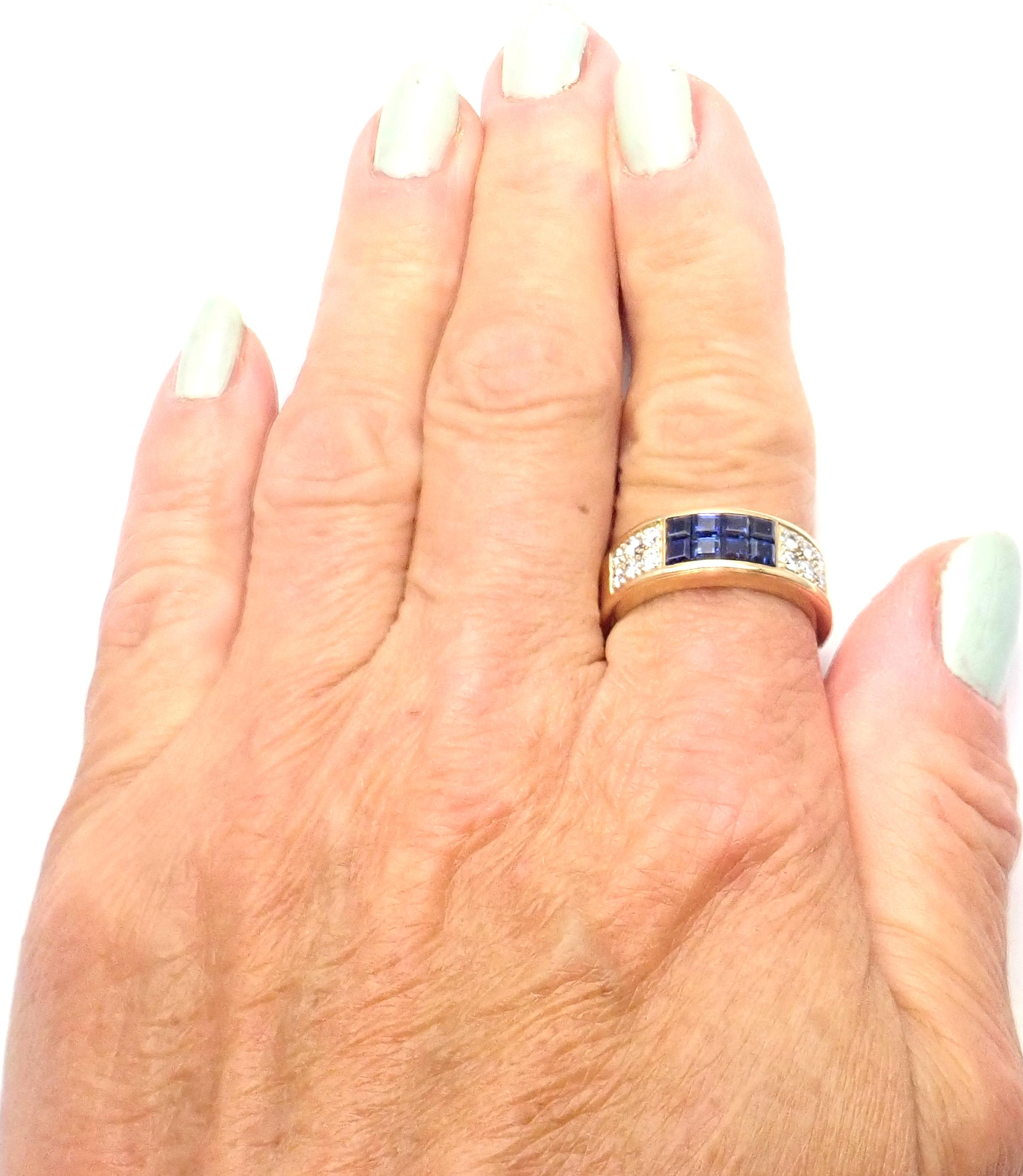 Cartier Diabolo Invisible Set Sapphire Diamond Yellow Gold Band Ring 1