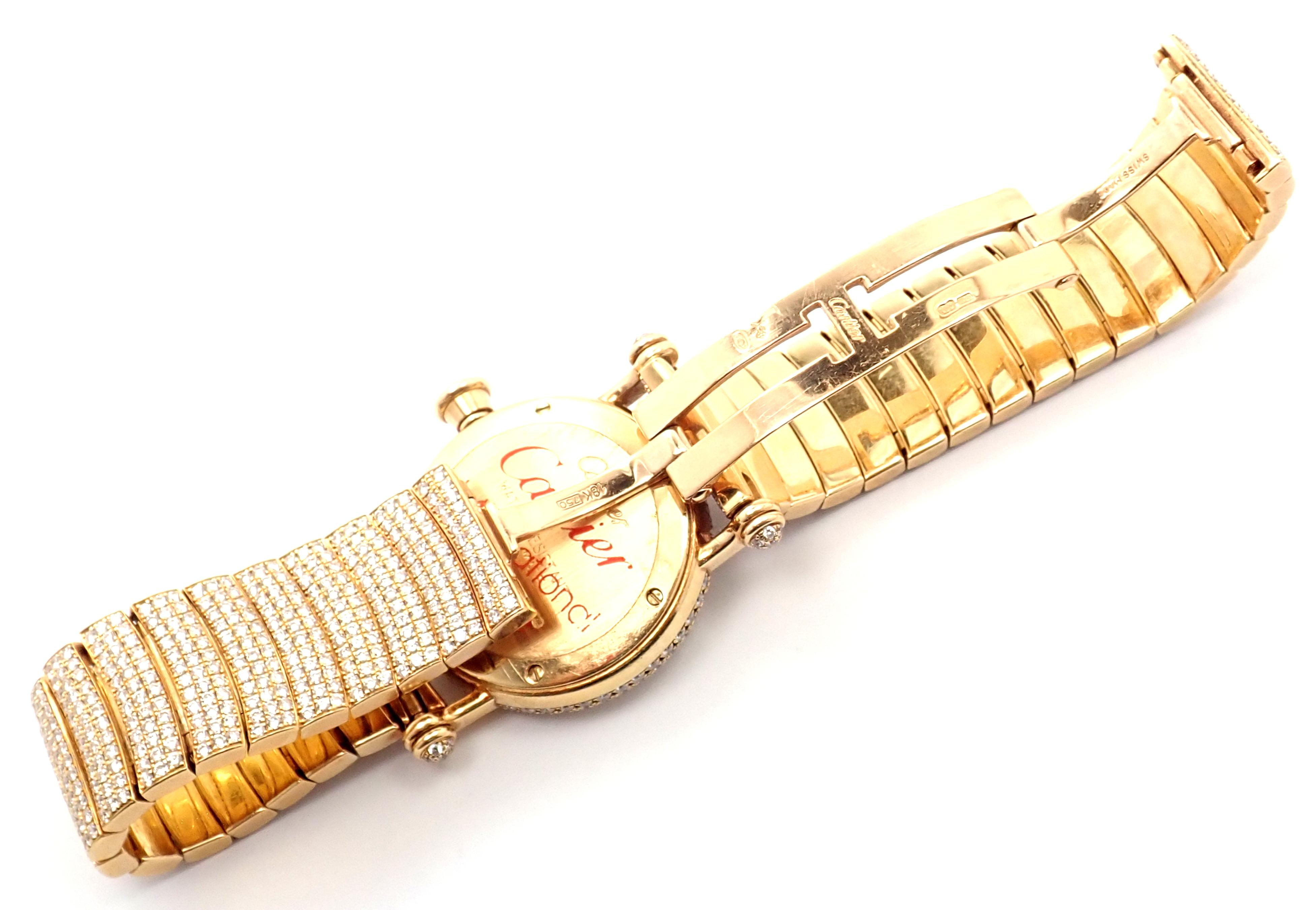 Cartier Diabolo Pave Diamond Yellow Gold Quartz Wristwatch 1450 For Sale 2