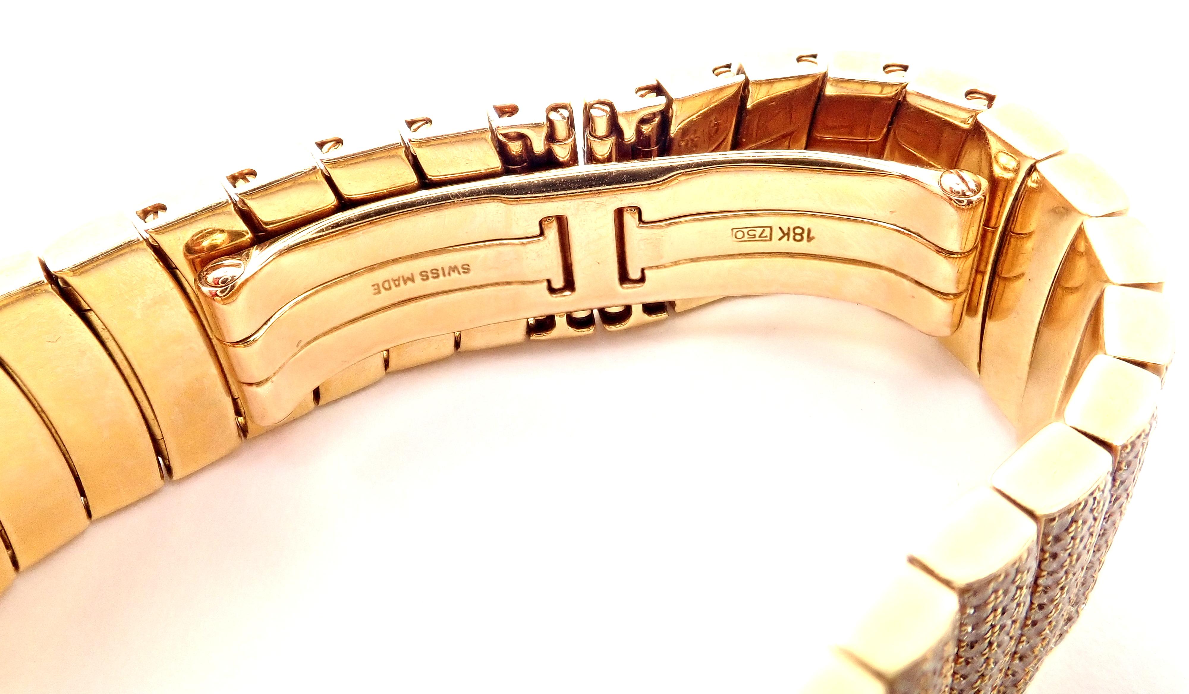 Brilliant Cut Cartier Diabolo Pave Diamond Yellow Gold Quartz Wristwatch 1450 For Sale