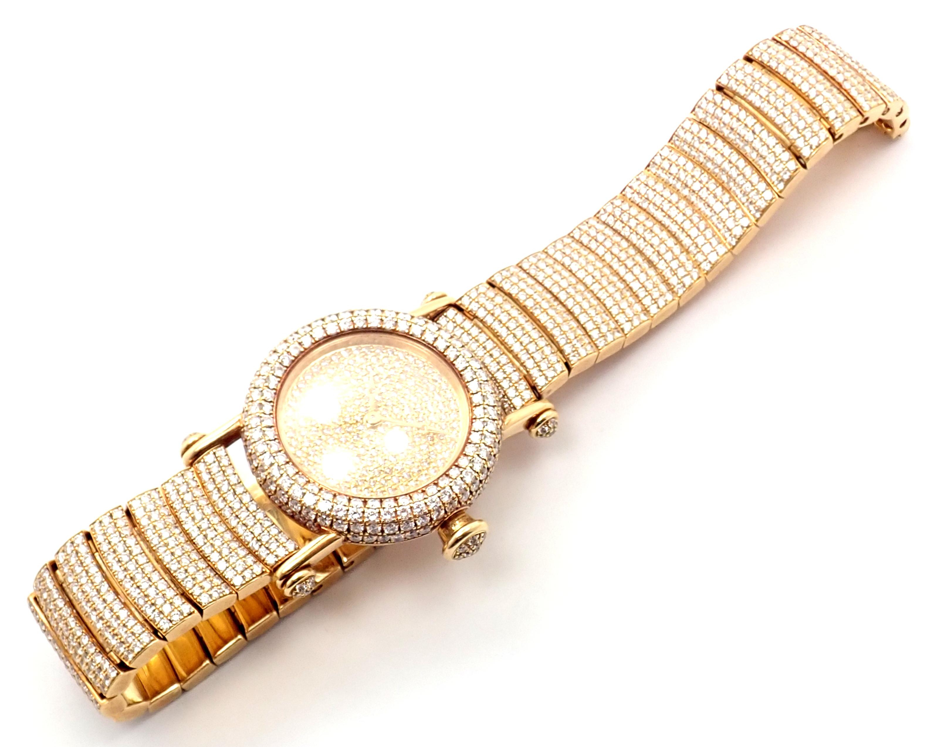 Cartier Diabolo Pave Diamond Yellow Gold Quartz Wristwatch 1450 For Sale 1