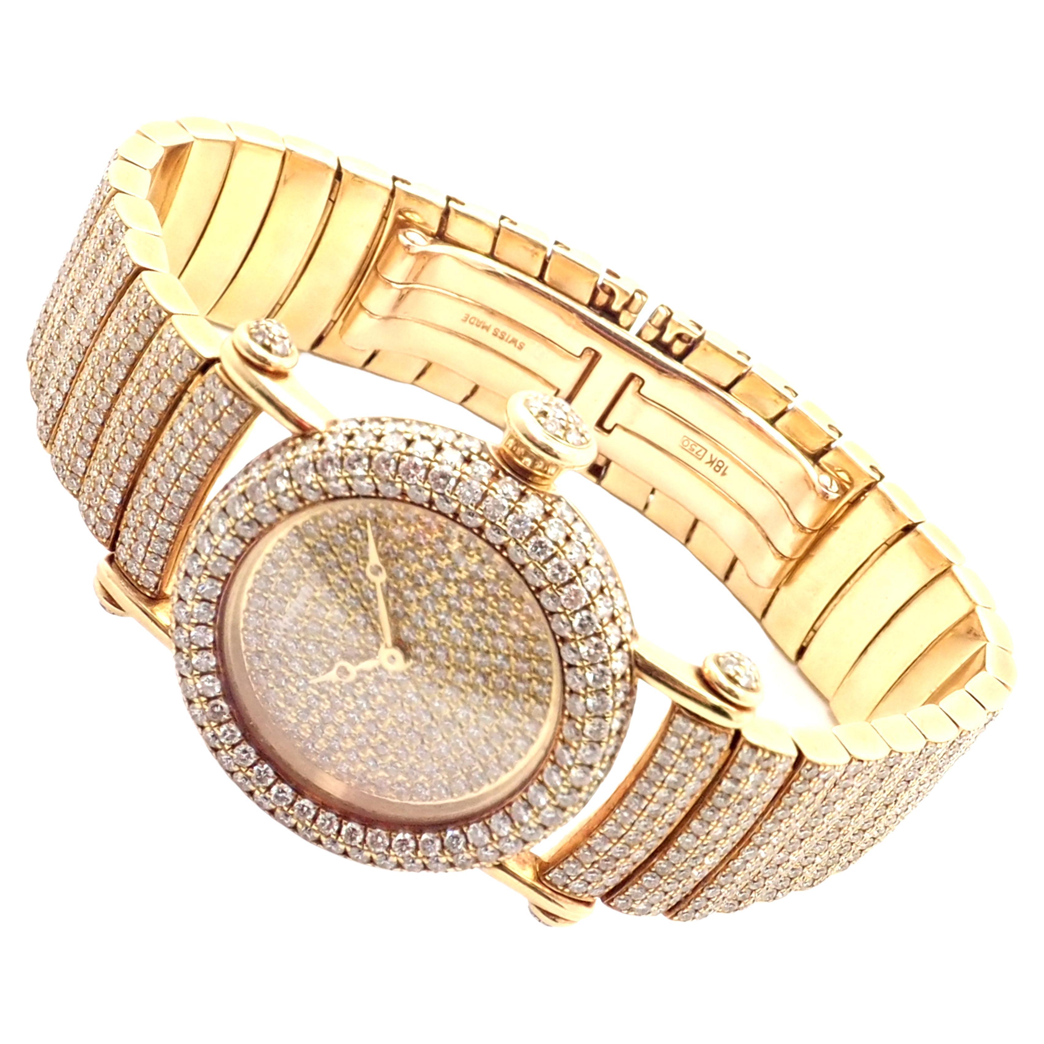 Cartier Diabolo Pave Diamond Yellow Gold Quartz Wristwatch 1450 For Sale