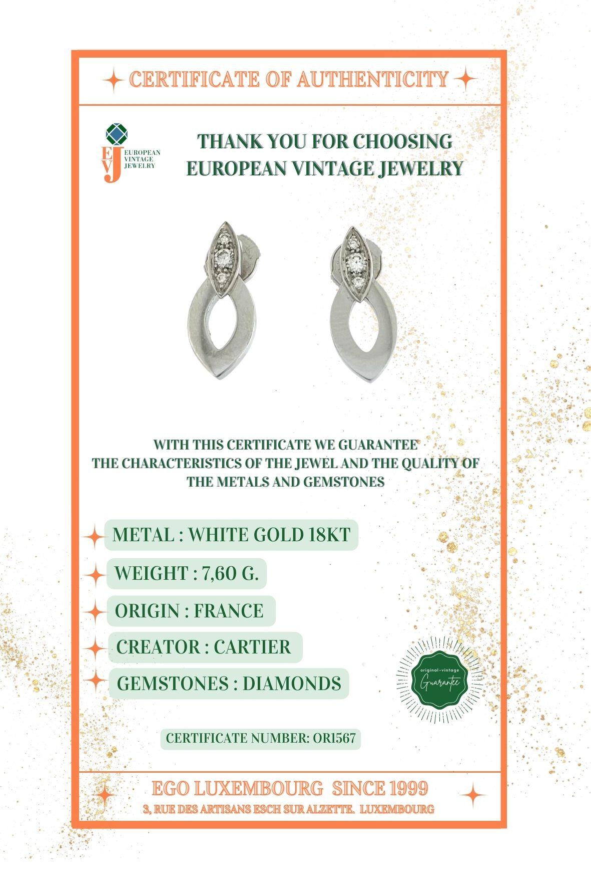 Cartier Diadea, boucles d'oreilles en or blanc 18 carats et diamants en vente 1