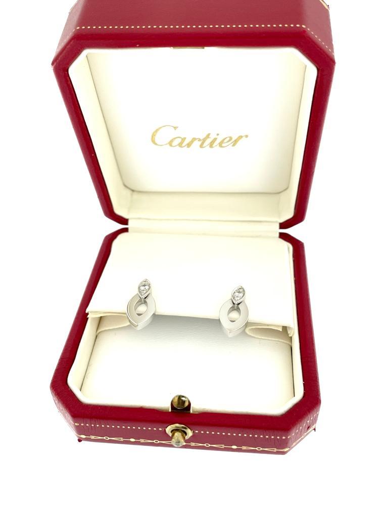 Brilliant Cut Cartier Diadea 18 Karat White Gold Diamonds Earrings For Sale