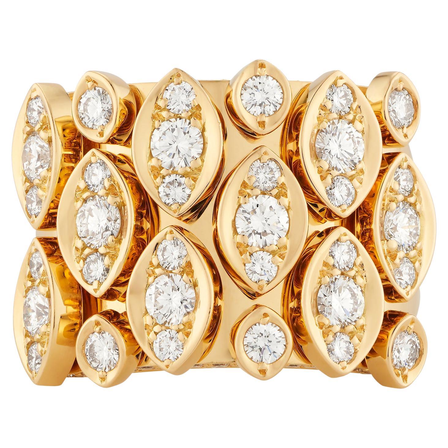Cartier Diadea, bague de fiançailles / cocktail / alliance en or jaune 18 carats avec diamants en vente