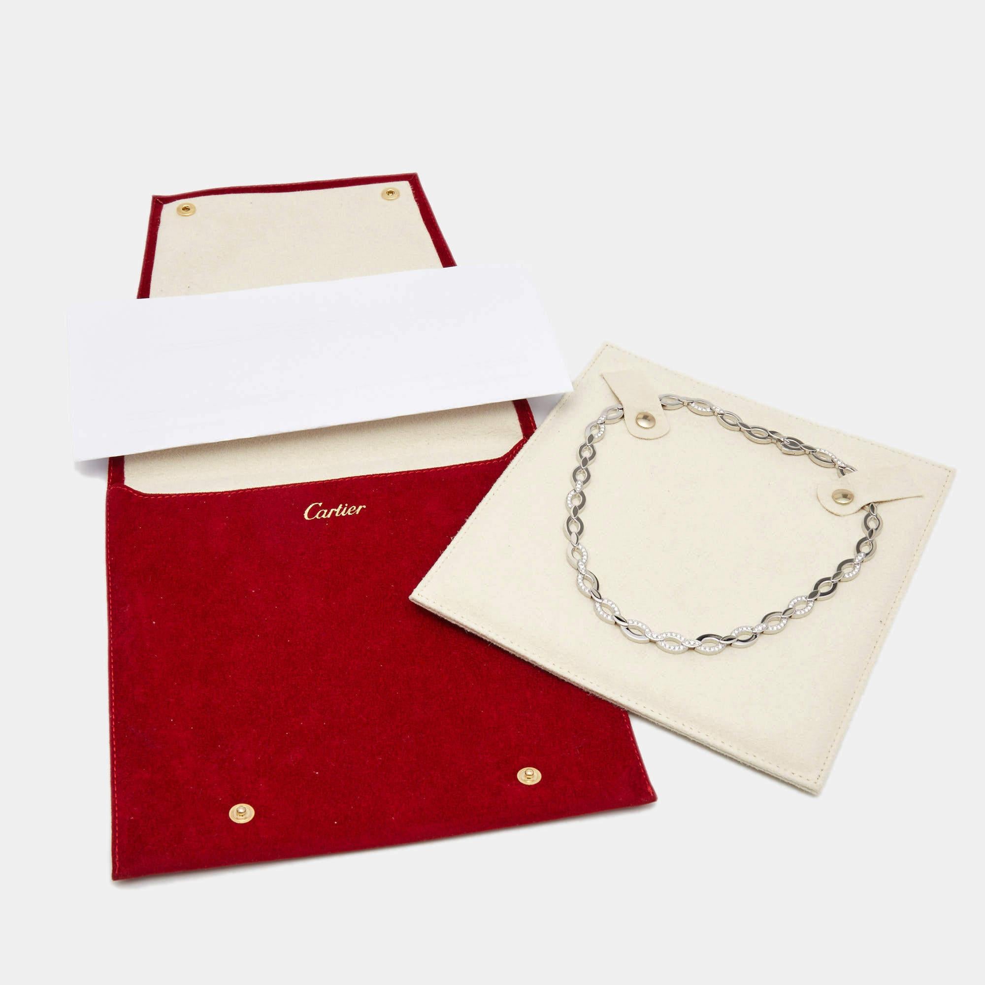Uncut Cartier Diadea Diamonds 18k White Gold Necklace
