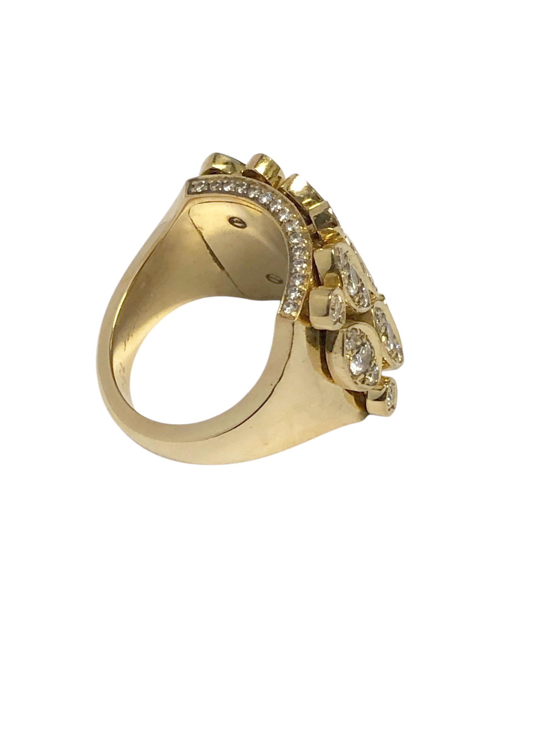 Round Cut Cartier Diadea Yellow Gold and Diamond Tremblant Ring