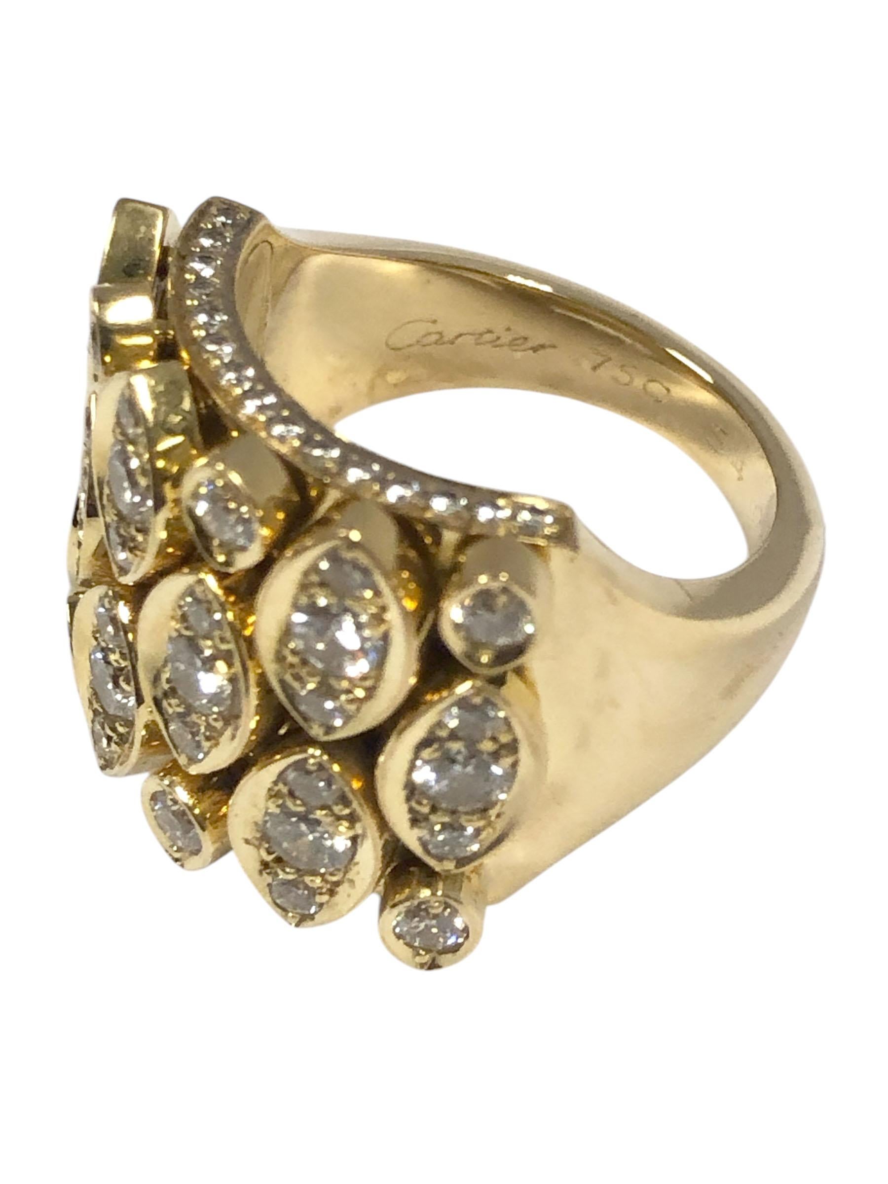 Women's or Men's Cartier Diadea Yellow Gold and Diamond Tremblant Ring