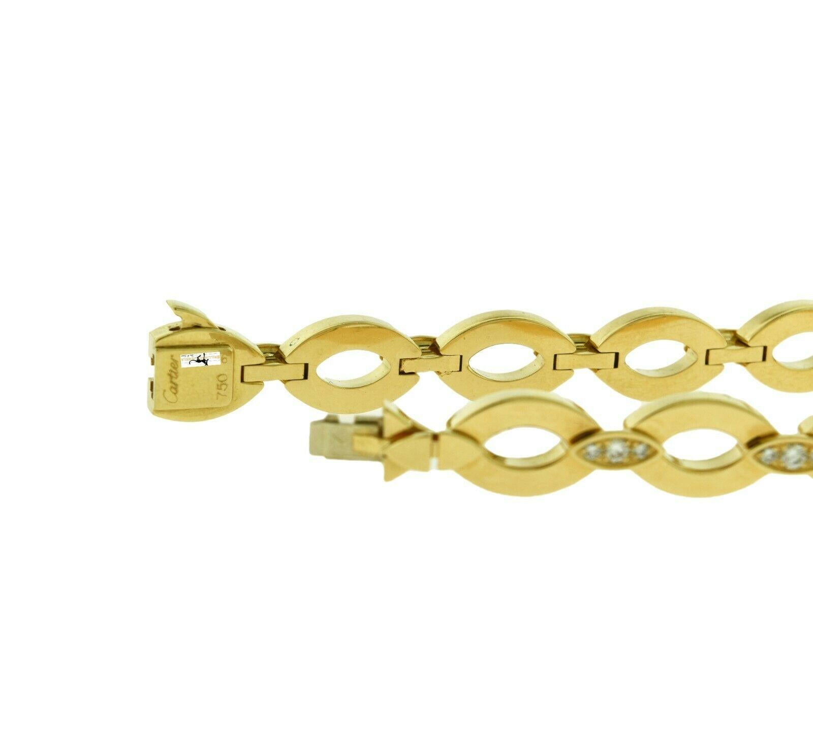 Round Cut Cartier Diadea Yellow Gold Link Bracelet with Diamonds