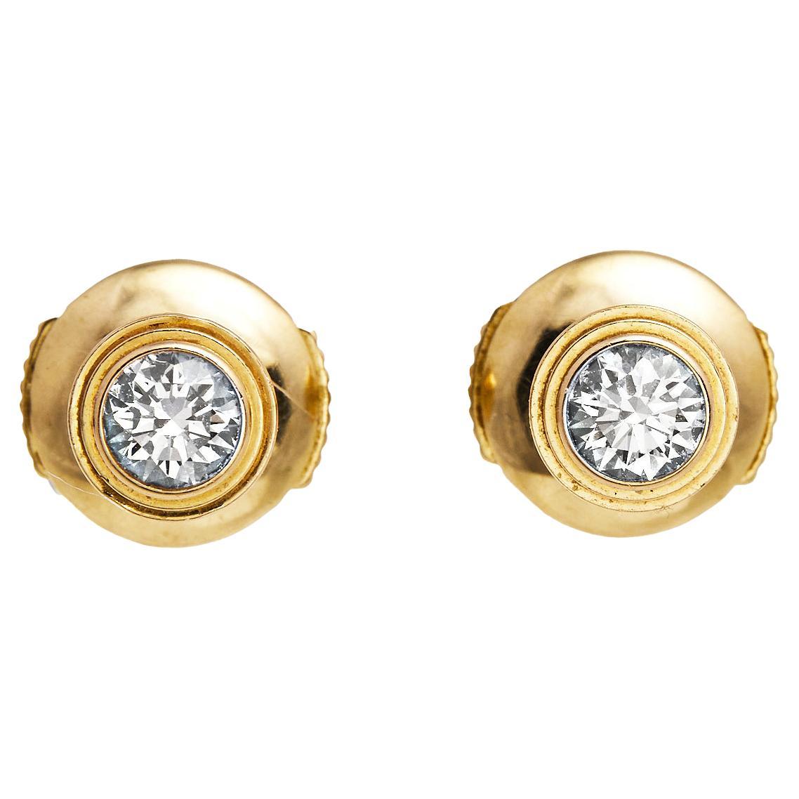 Cartier Diamant Legers Diamond 18K Yellow Gold Stud Earrings