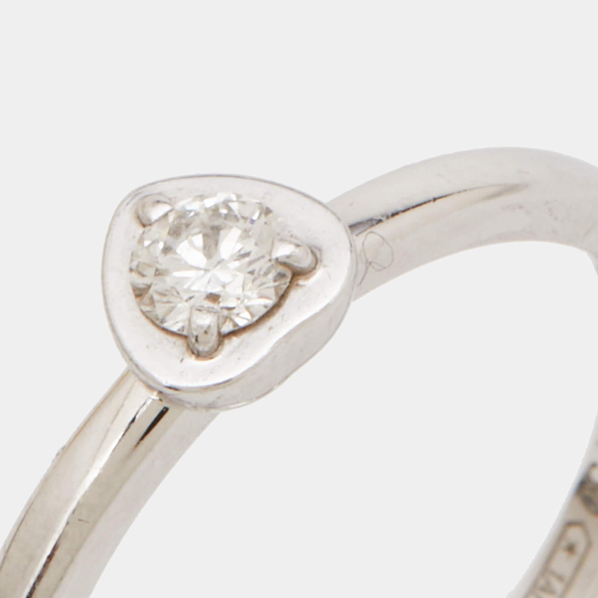 Cartier Diamant Legers Diamond Heart 18k White Gold Ring Size 54 2