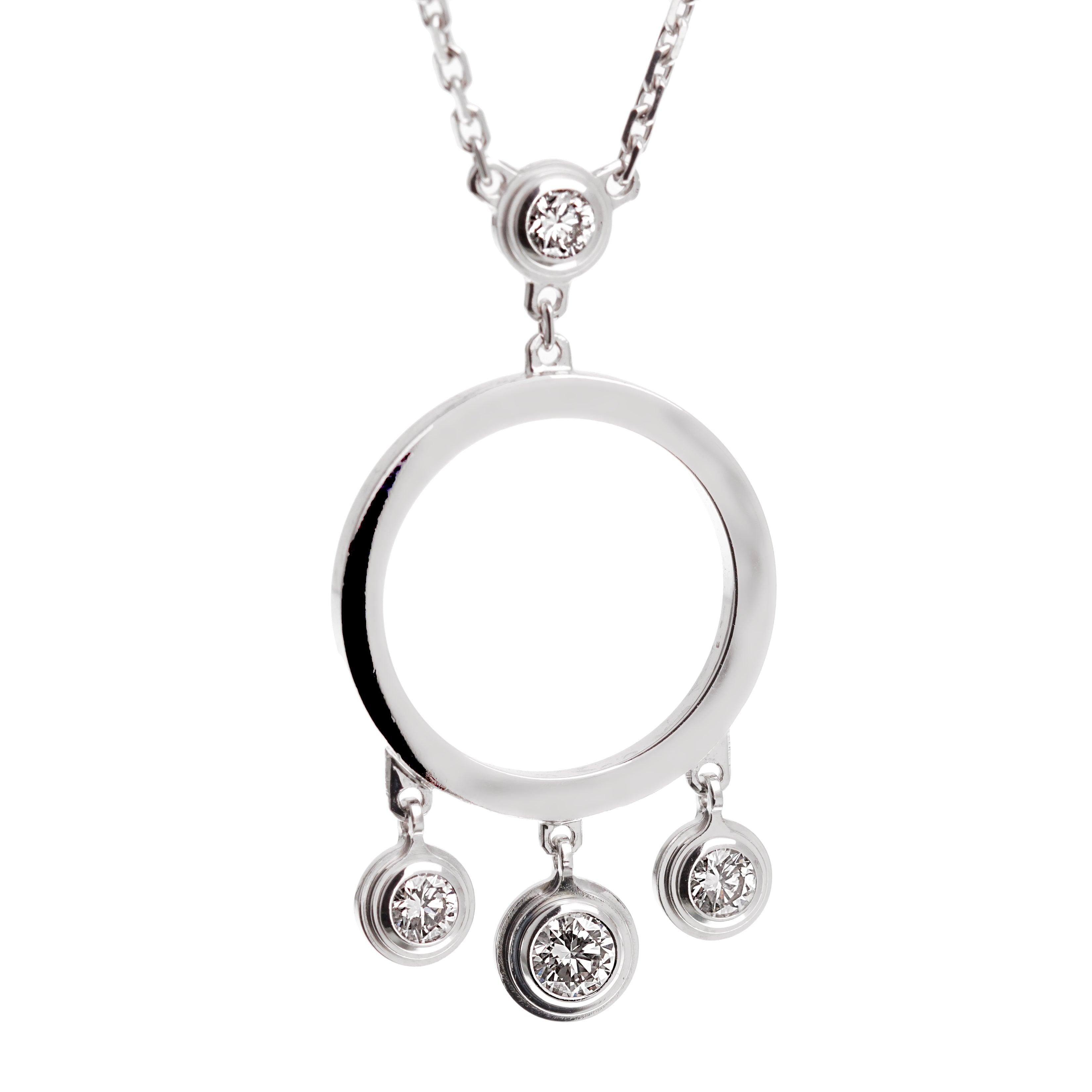 Cartier Diamants Legers 18k Weißgold Diamant-Anhänger Halskette (Rundschliff) im Angebot