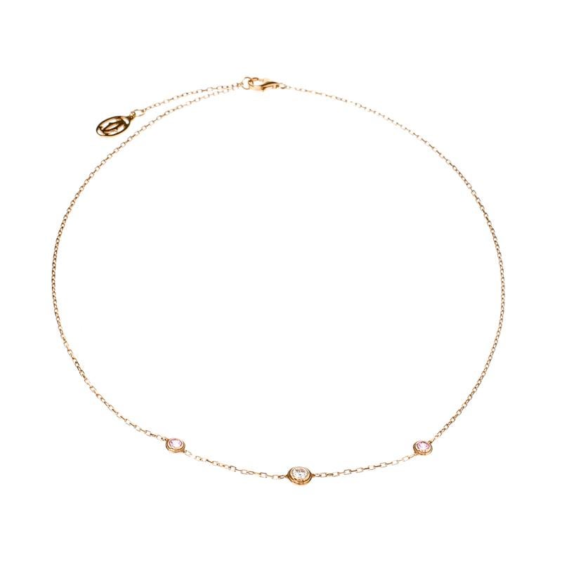 The Diamants Legers collection by Cartier is all about bringing feminine elegance into light by deploying exceptional diamonds into minimalist designs. This necklace rendered in 18k rose gold exhibits just that. It consists of a simple chain design