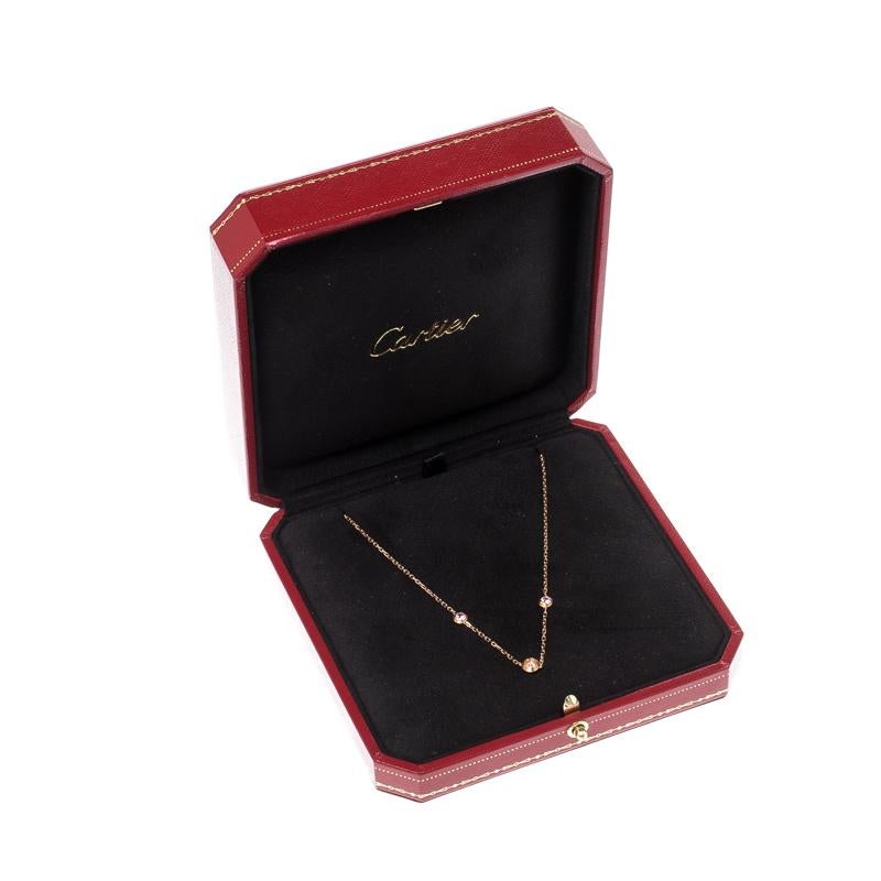 Cartier Diamants Legers De Cartier Pink Sapphire Diamond 18k Rose Gold Necklace In Good Condition In Dubai, Al Qouz 2