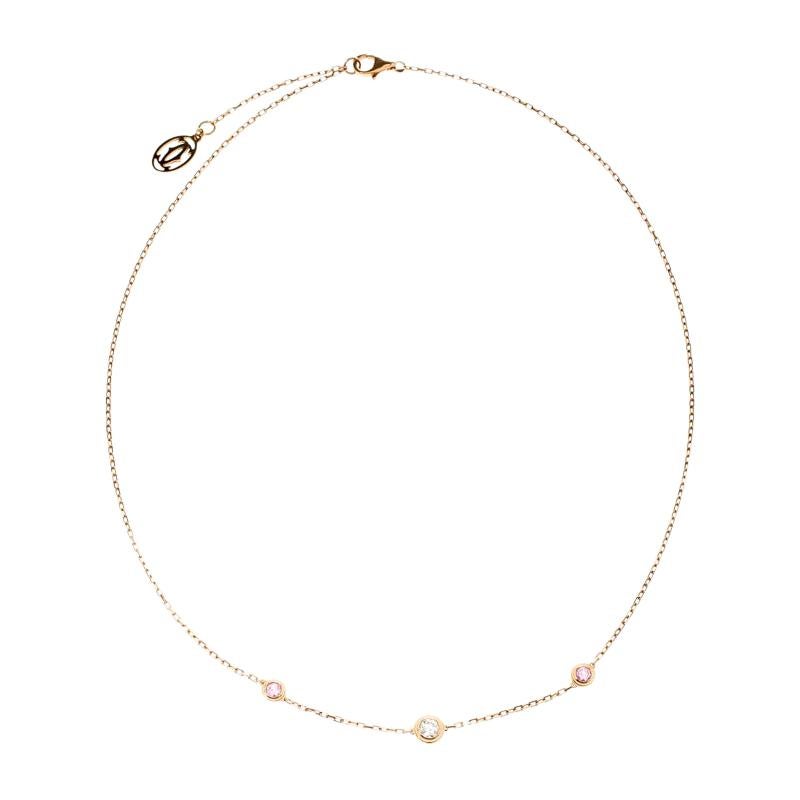 Cartier Diamants Legers De Cartier Pink Sapphire Diamond 18k Rose Gold Necklace