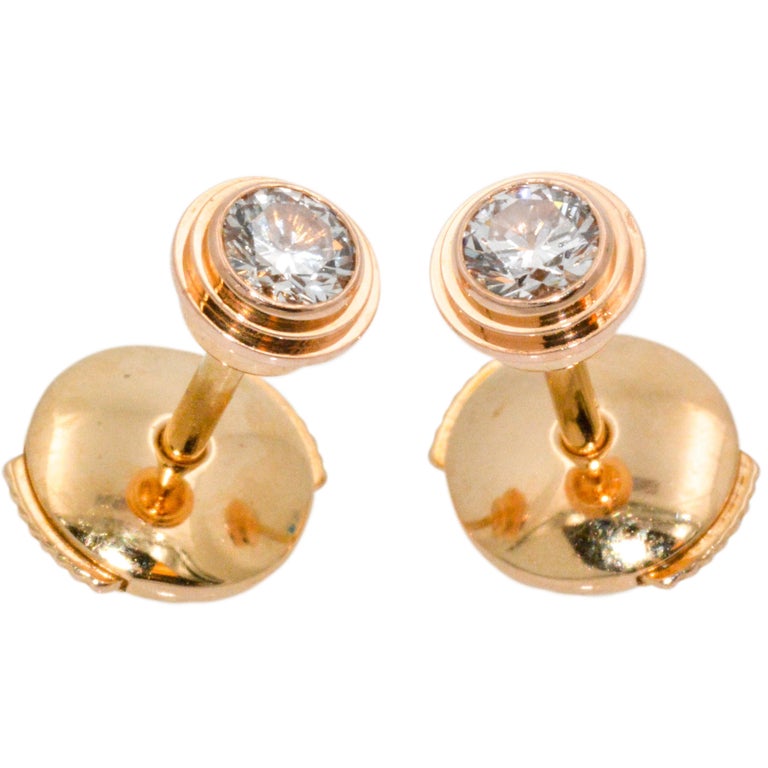 Cartier Diamants Legers Diamond 18 Karat Rose Gold Stud Earrings at