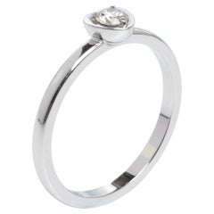 Cartier Diamants Légers Heart Motif Diamond 18K White Gold Ring Size 54