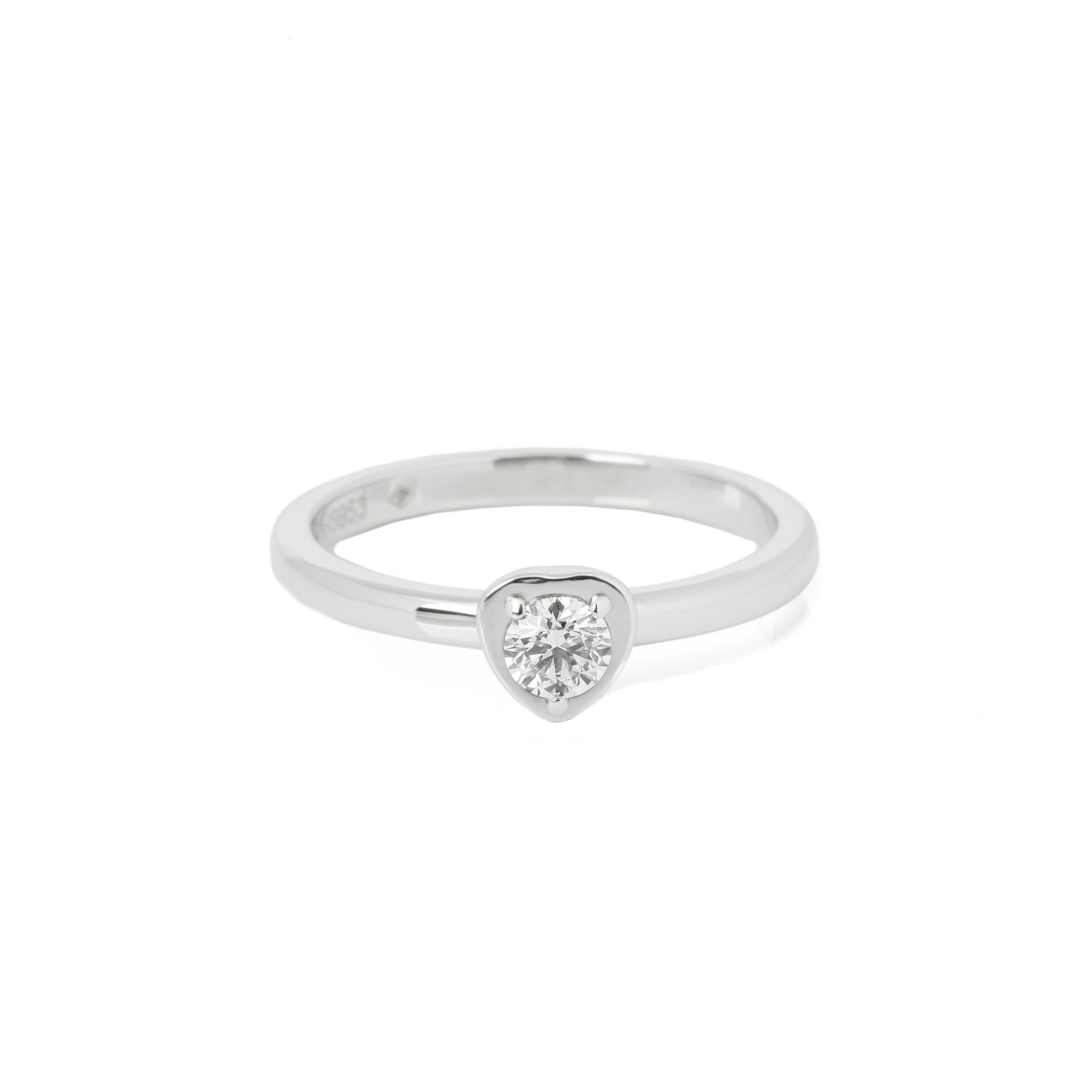 Round Cut Cartier Diamond Solitaire 18ct White Gold Diamant Lègers Ring For Sale