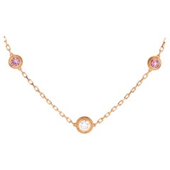 Cartier Diamants Legers Station Necklace 18k Rose Gold with Diamond and Pink