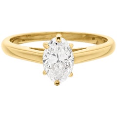 Vintage Cartier Diamond, Oval Shape Engagement Ring set in British Hallmarked 18K Gold