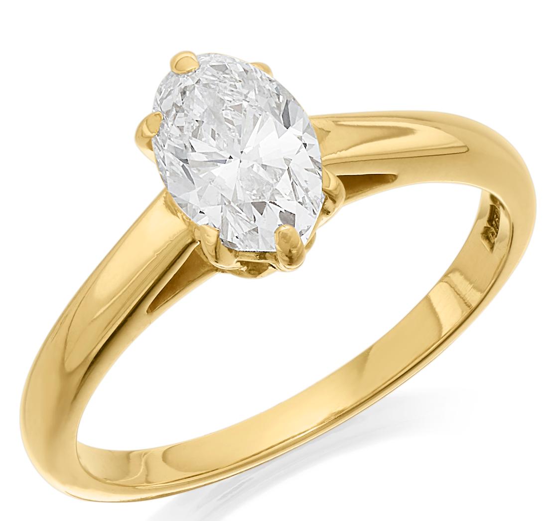 Single stone diamond solitaire ring by Cartier. Set in 18 ct yellow gold classic design a single stone oval diamond upon on the finest yellow gold band to create a beautiful ring. Stamped inside the ring 