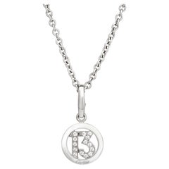 Cartier Diamond 13 Charm & Necklace Estate 18k White Gold 17" Chain Fine Jewelry