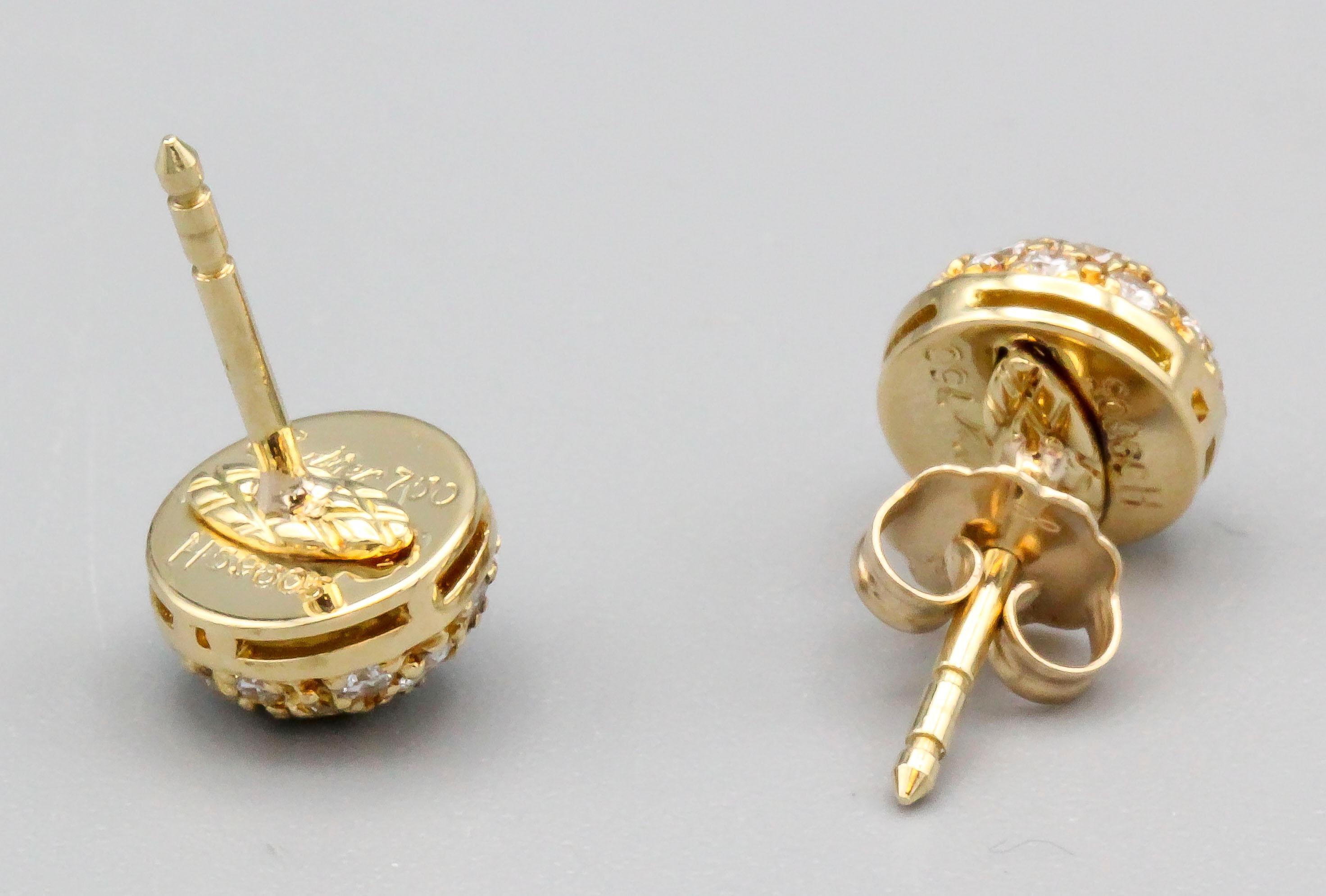 Cartier Diamond 18 Karat Gold Dome Earrings Studs In Good Condition In New York, NY