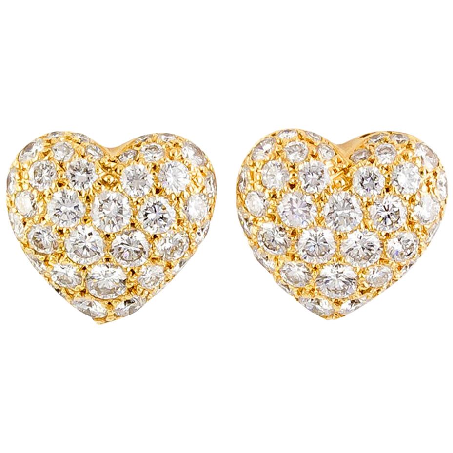 cartier gold heart earrings