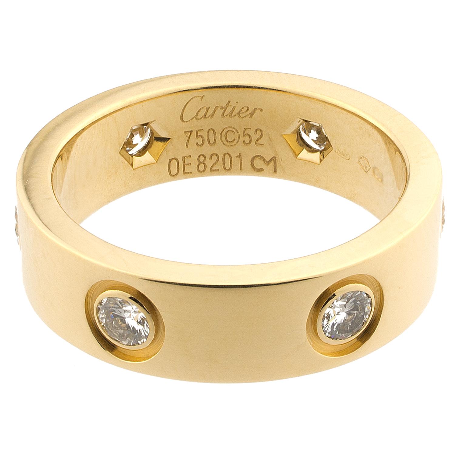 Women's Cartier Diamond 18 Karat Gold Love Ring