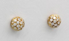 Cartier Diamond 18 Karat Gold Mini Dome Earrings Studs