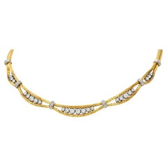 Cartier Collier en or 18 carats et platine tressé avec diamants en forme de blé