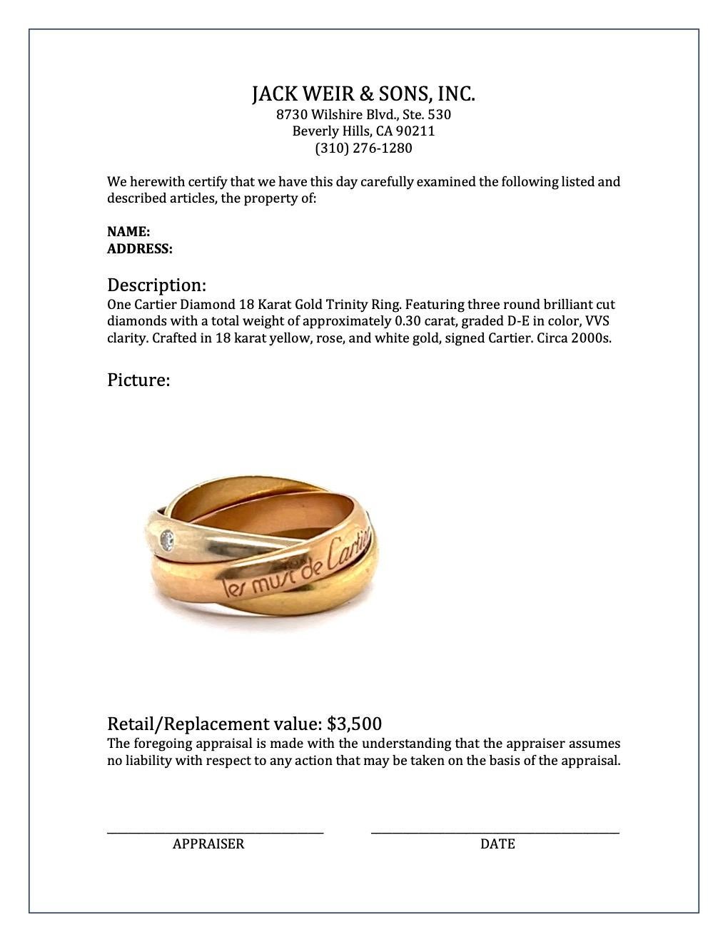 Cartier Diamond 18 Karat Gold Trinity Ring at 1stDibs meaning of