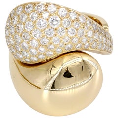 Cartier Diamond 18 Karat Gold Yin Yang Ring Size 6