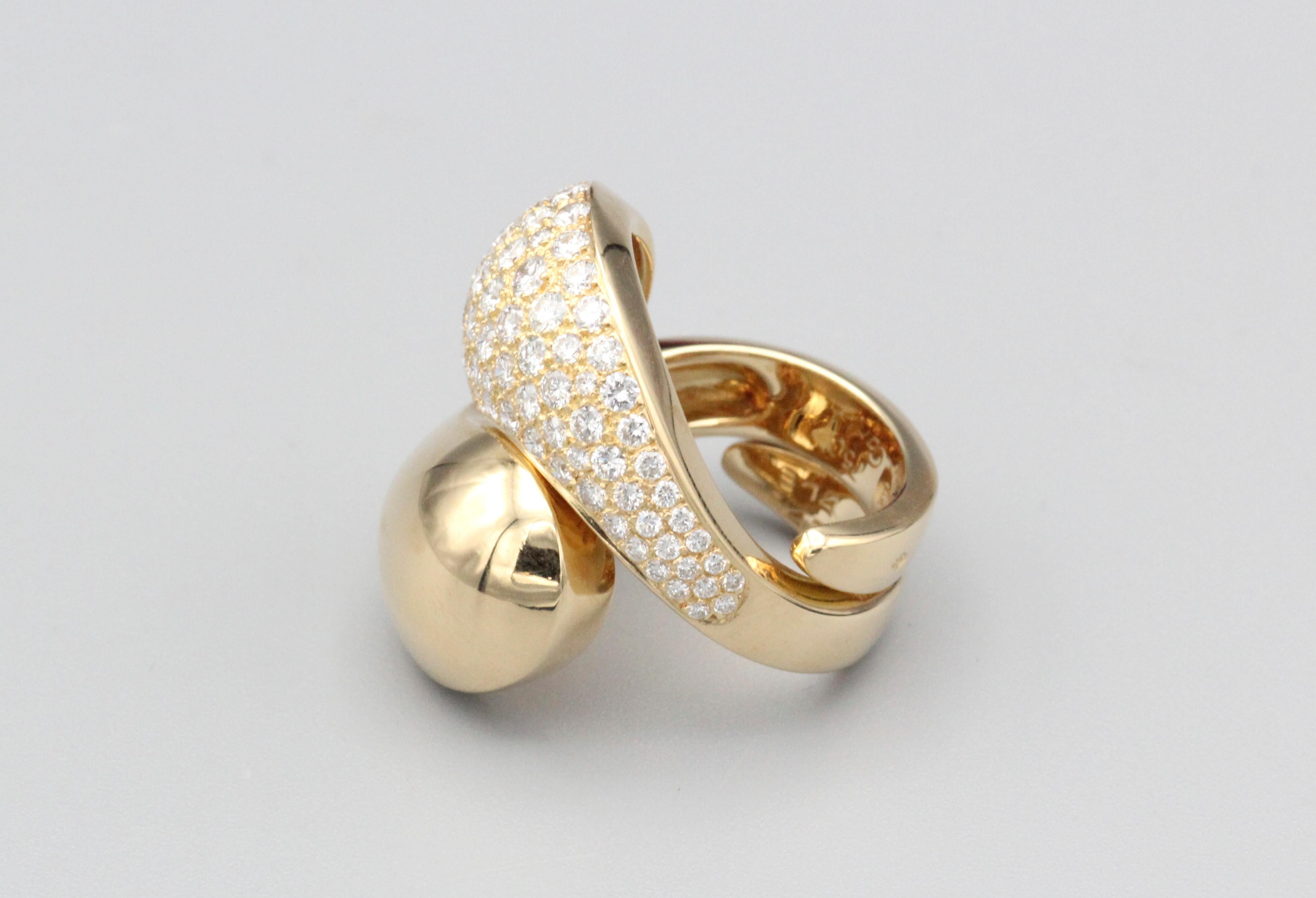 Women's Cartier Diamond 18 Karat Gold Yin Yang Ring Size 6