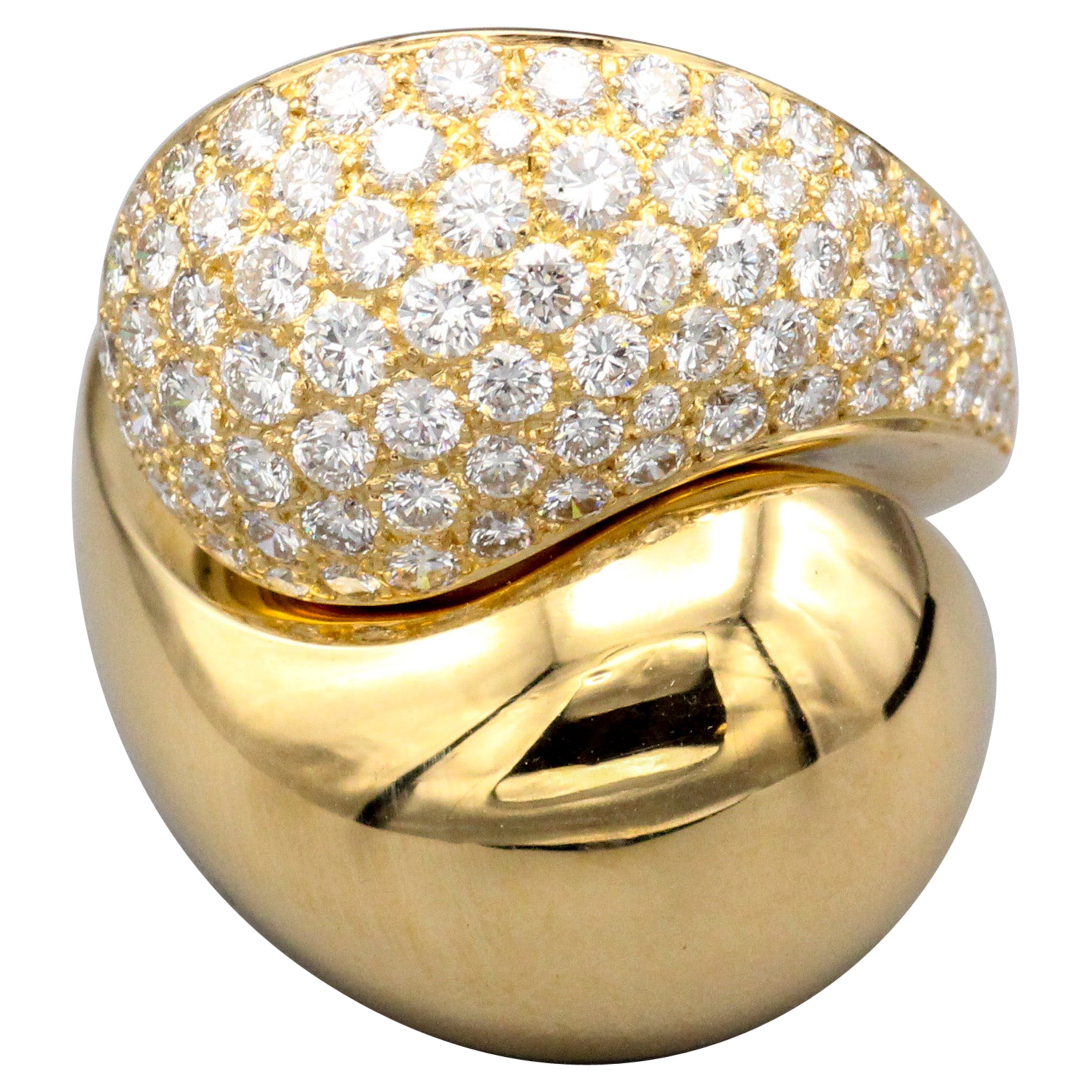 Cartier Diamant 18 Karat Gold Yin Yang Ring Größe 6