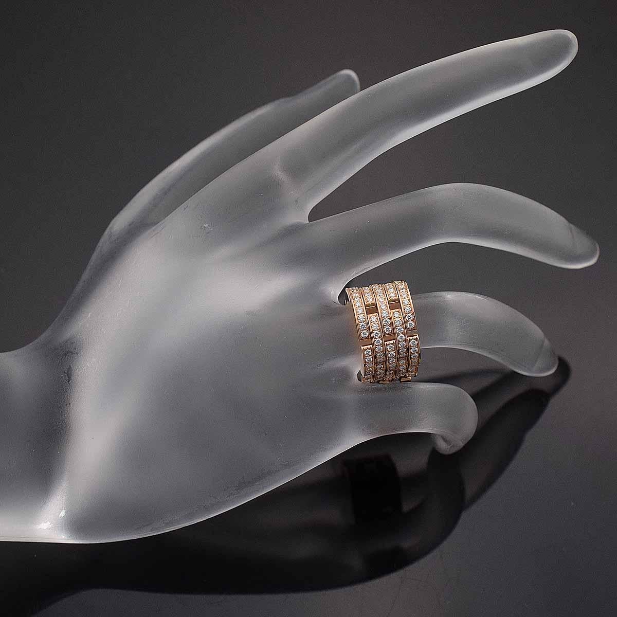 Round Cut Cartier Diamond 18 Karat Pink Gold Maillon Panthere Ring For Sale