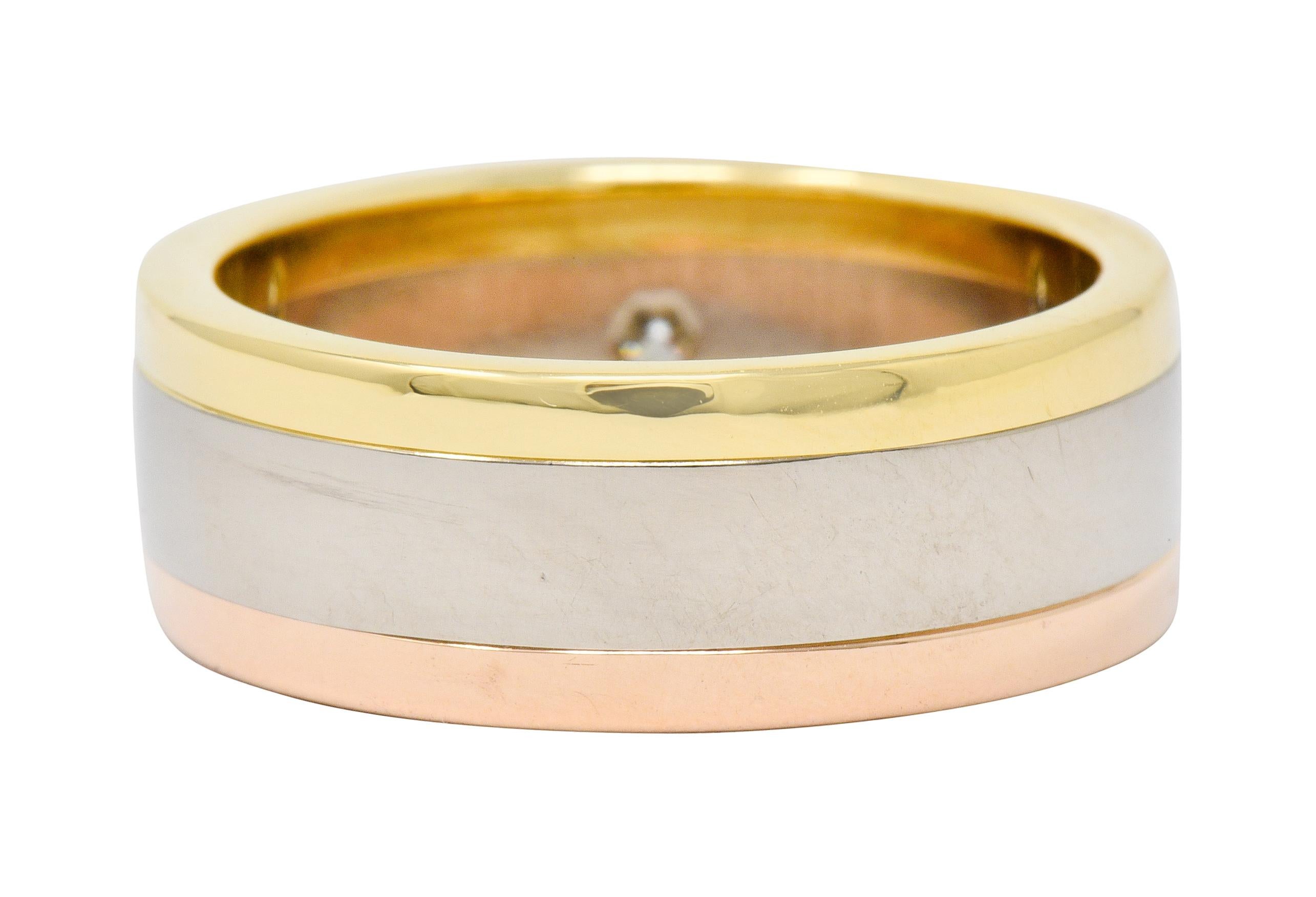 Brilliant Cut Cartier Diamond 18 Karat Tri-Gold Trinity Unisex Band Ring