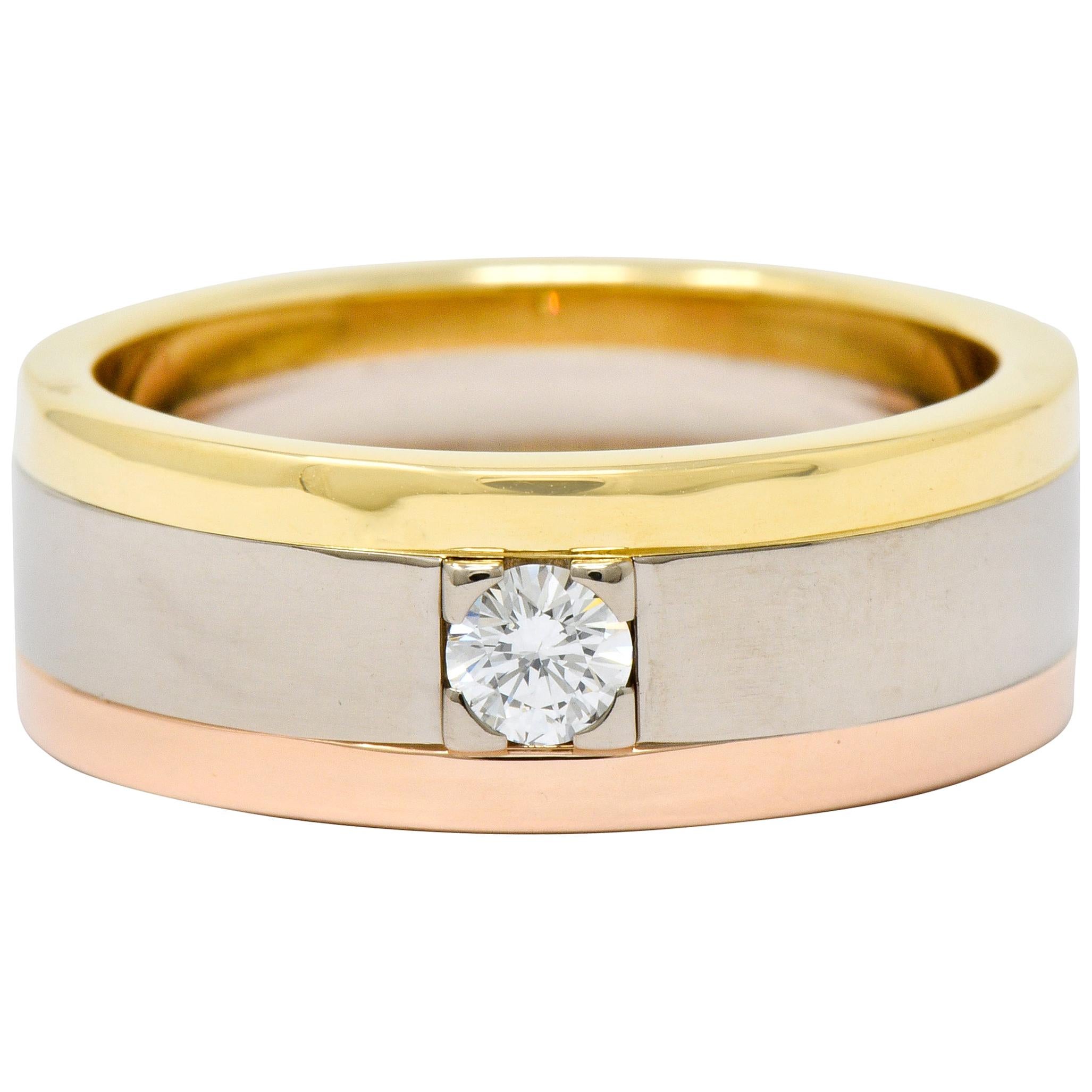 Cartier Diamond 18 Karat Tri-Gold Trinity Unisex Band Ring