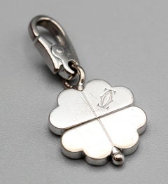 Cartier Diamond 18 Karat White 4 Leaf Clover Charm
